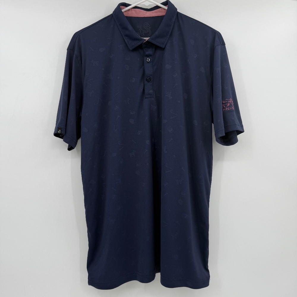 Swannies Polo Shirt Men Large Blue Golf Geometric Short Sleeve Performance